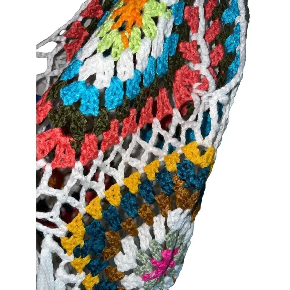 Boho “Adelina” Patchwork Hand Knit Crochet Tank - Picture 9 of 11